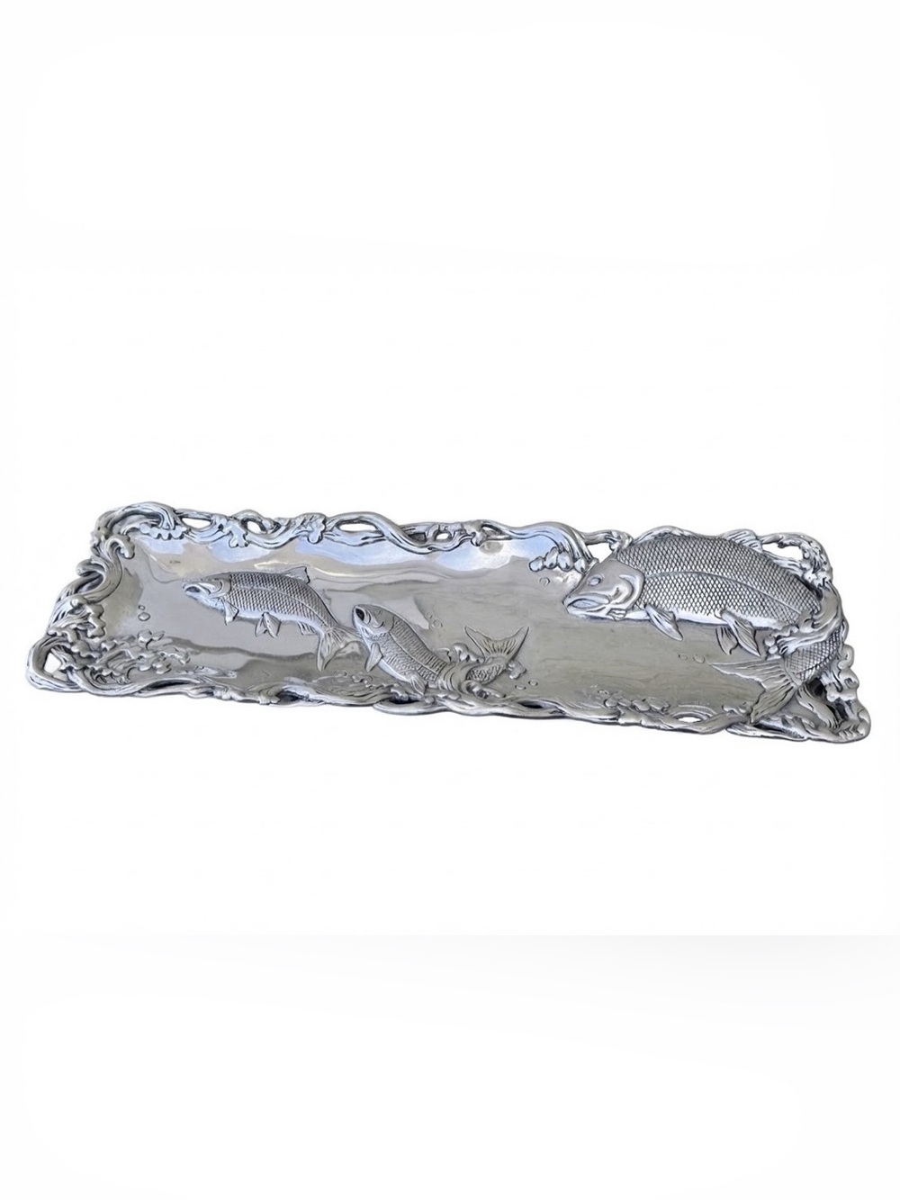 Arthur Court Silver Fish Embossed Rectangular Tray - Picture 6 of 6